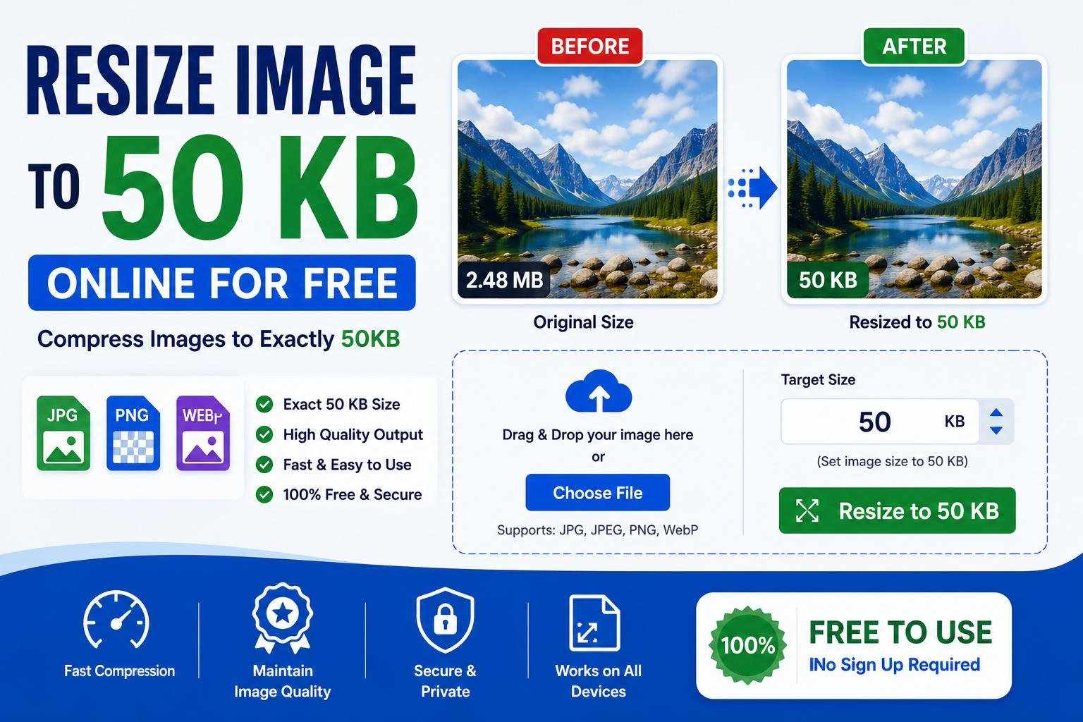 Resize Image to 50 KB Online for Free